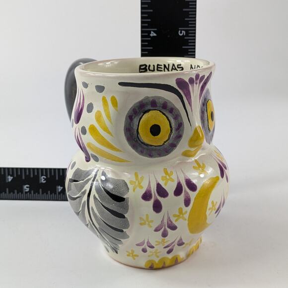 Handpainted Owl Coffee Mug Tea Majolica Purple Gray Owl Good Night Sweet Dreams - Picture 9 of 9